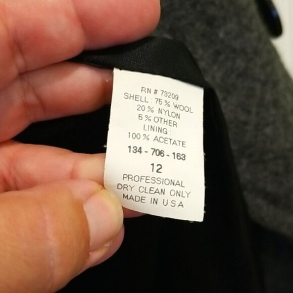 VINTAGE Marvin Richards Heathered Gray Wool Blend Pea Coat, Women's 12 Petite - Picture 5 of 9